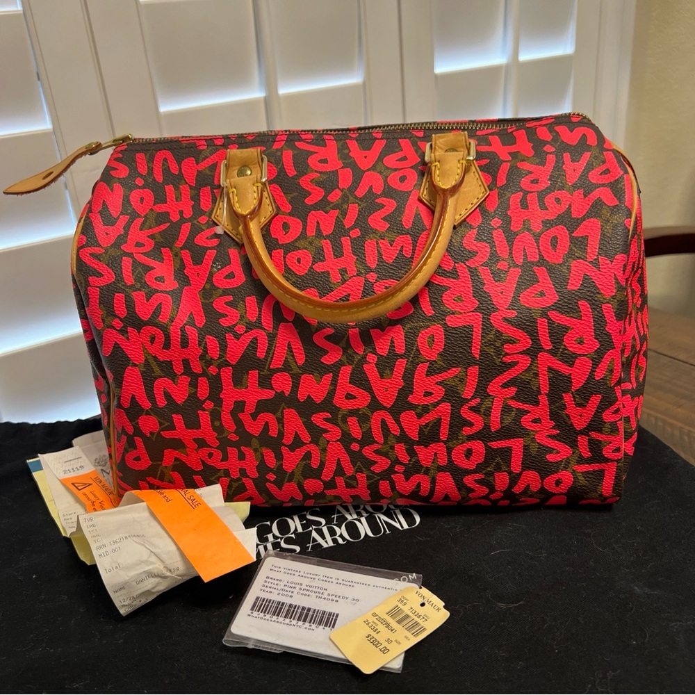 Louis Vuitton Stephen Sprouse Limited Edition Pink Graffiti  Speedy 30 Bag